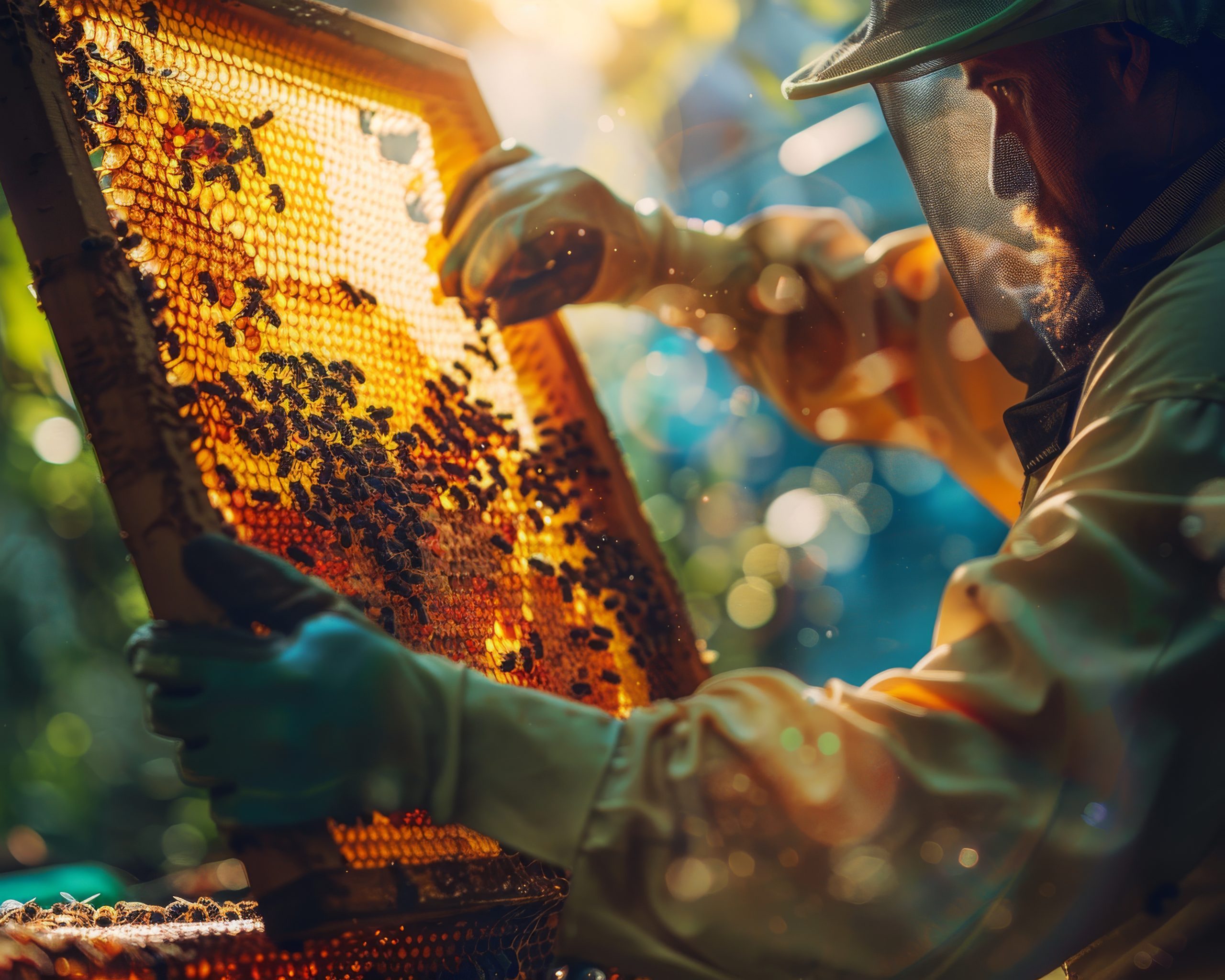 beekeeper working bee farm